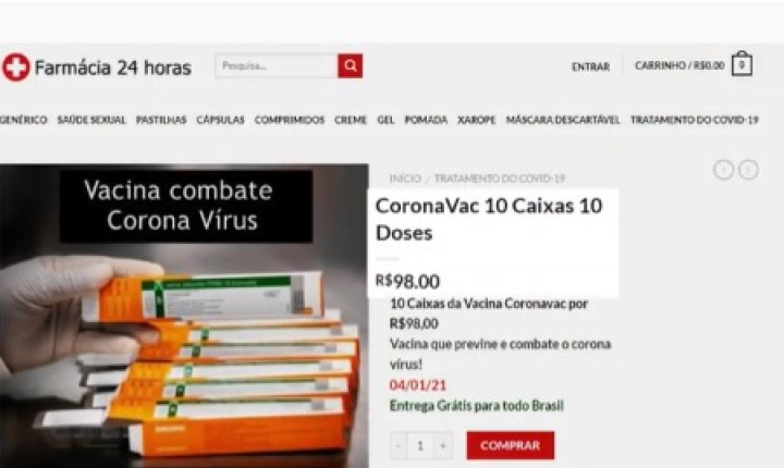 Alerta aos consumidores: falsa venda de vacinas contra Covid-19 é feita pela internet