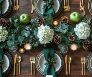 Verde natural transforma mesas de Natal com elegância