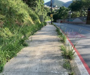 Atualização: Mato e buraco na rodovia no principal acesso ao bairro