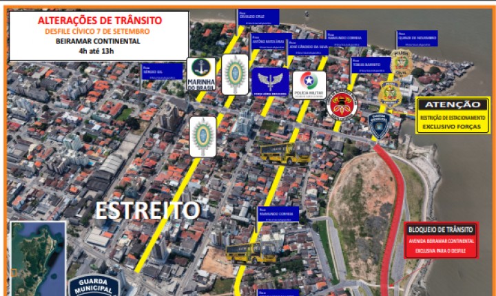 Trânsito será alterado nesta quinta, 07, para o desfile cívico. Confira!