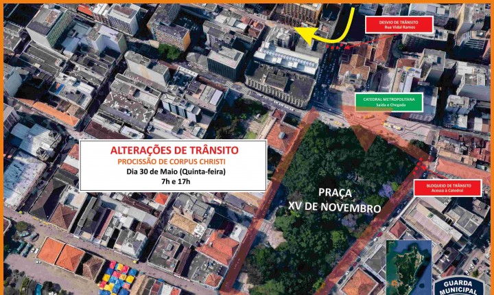 Confira as mudanças no trânsito devido ao feriado de Corpus Christi